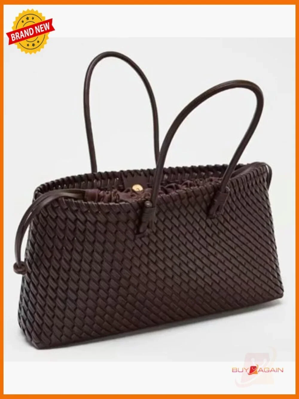 Slouchy PU Leather Woven Tote Bag Hobo Shoulder Crossbody Purse Satchel